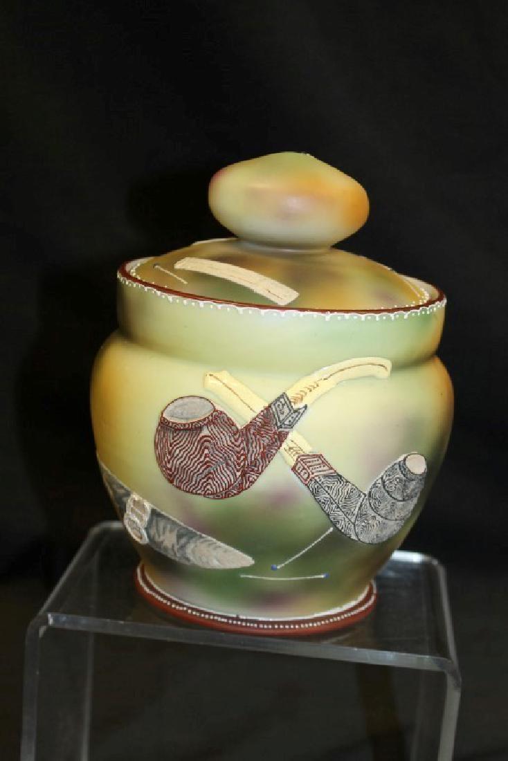 Nippon Green Maple Leaf moriage decorated humidor with (1 of 3)