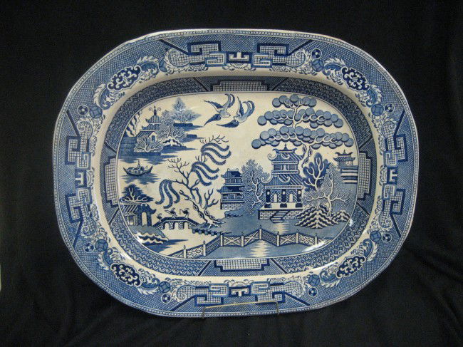 H.B.&Co. Staffordshire Stoneware 17 7/8" Blue Will: H.B.&Co. Staffordshire Stoneware 17 7/8" Blue Willow platter.