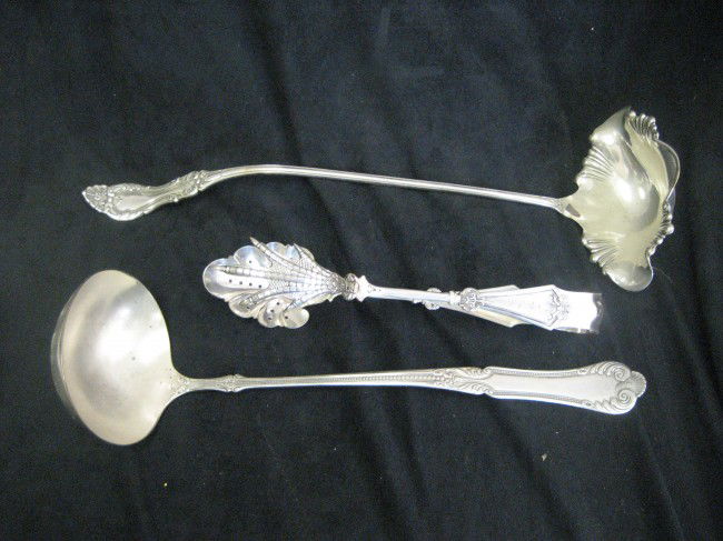 Early silver plate - 15" Wm. A. Rogers ladle, 13": Early silver plate - 15" Wm. A. Rogers ladle, 13" 1847 Rogers Bros. ladle, ornate 1847 Rogers Bros. tongs