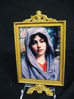 Porcelain over-painted transfer plaque of a lady.: Porcelain over-painted transfer plaque of a lady. Incorrect KPM mark.