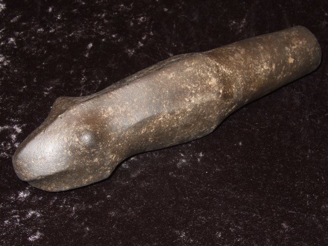 9 1/2" Basalt Mace, believed to have originated fr: 9 1/2" Basalt Mace, believed to have originated from Oregon. Ex: Johnson, Lipscomb Collections