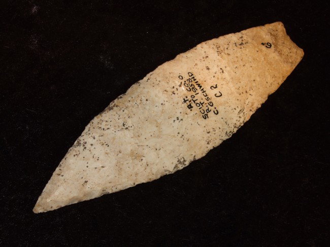 6" Concave Base Point. Scioto Co., Ohio 1958 Ex:: 6" Concave Base Point. Scioto Co., Ohio 1958 Ex: C.G. Schwind Cox COA