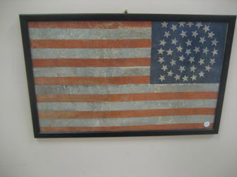 38 star flag remnant. Found inside the wall of a G: 38 star flag remnant. Found inside the wall of a Garrard Co., KY home. 21 3/4" X 17 1/8"