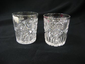 Pair Hoare "Hindoo" shot glasses: Pair Hoare "Hindoo" shot glasses