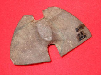 3 5/8" Banded Slate Double Notched Butterfly Banne: 3 5/8" Banded Slate Double Notched Butterfly Bannerstone - Ex. Doc Glass - Mason Co., KY - Completely Drilled