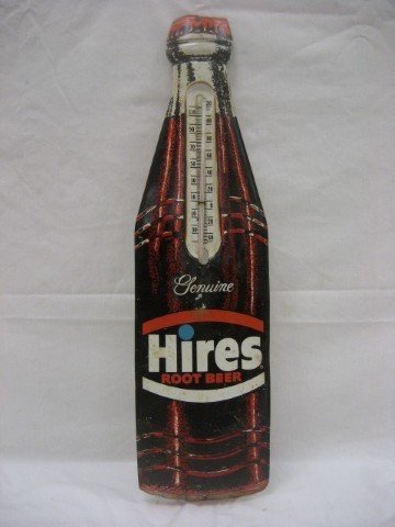 Hires Root Beer bottle thermometer with minor loss: Hires Root Beer bottle thermometer with minor loss