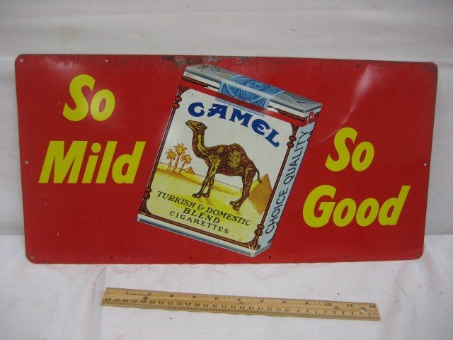 Camel So Mild So Good, 10" X 20" tin sign, No. 95: Camel So Mild So Good, 10" X 20" tin sign, No. 958