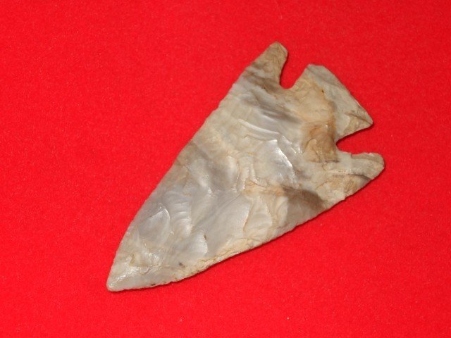 2 3/4" banded Hornstone Bucks Creek point found in: 2 3/4" banded Hornstone Bucks Creek point found in Central KY. Ex: Clem Caldwell Collection