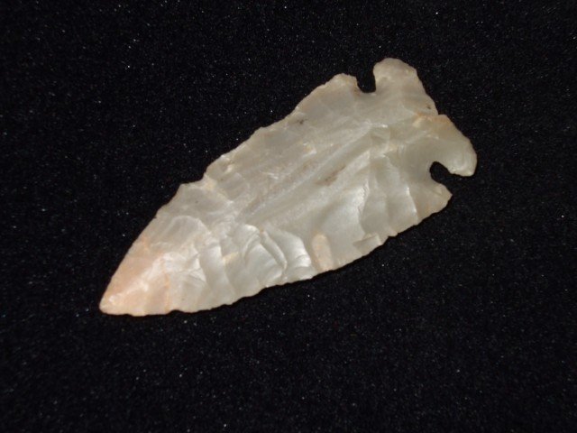 2 3/8" Carter Cave flint Archaic side notch, Clark: 2 3/8" Carter Cave flint Archaic side notch, Clark Co., KY
