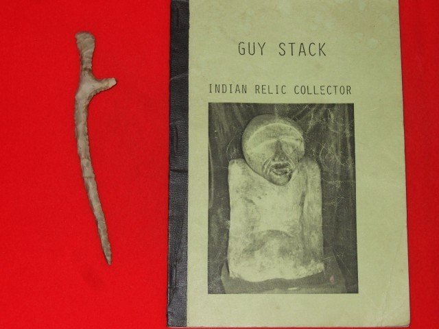 5 5/8" eccentric flint pick form the Guy Stack Col: 5 5/8" eccentric flint pick form the Guy Stack Collection; his book included. Problematic artifact.