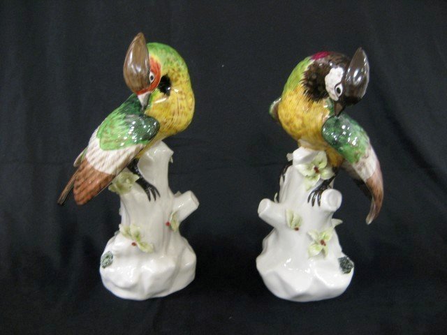 Pair 9 1/2" Italy "for Paul Hanson" polychrome bir: Pair 9 1/2" Italy "for Paul Hanson" polychrome bird figures
