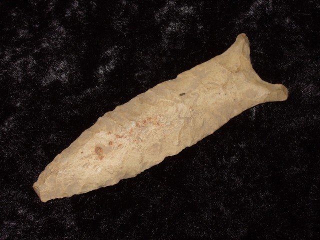 3 1/16" tan Carter flint Beaver Lake or unfluted Cu: 3 1/16" tan Carter flint Beaver Lake or unfluted Cumberland found by J. Albright in Bourbon Co., KY