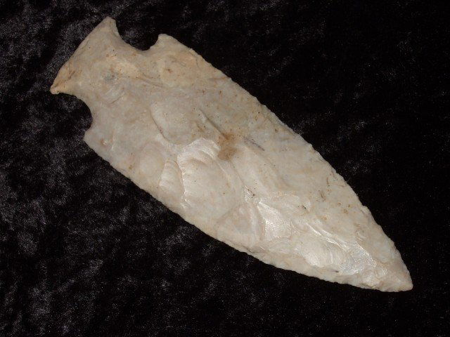 Very fine 4 3/8" Southern OH Flint Ridge Hopewell: Very fine 4 3/8" Southern OH Flint Ridge Hopewell point purchased from the Clem Caldwell collection.