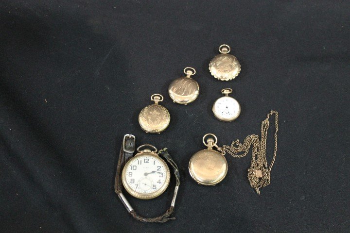 Group of Pocket watches: 1 3/8" monogrammed Keyst: Group of Pocket watches: 1 3/8" monogrammed Keystone Watch Case #6093280, "W.M. to R.E. Xmas 1900, Guaranteed 25 Years J. Boss 14k #6093280, no works; Waltham 1 5/8" with Philadelphia Watch Case Co. #
