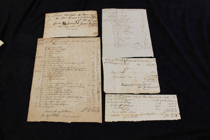 1795 Items relating to the Sloop Hannah: bills for mate: 1795 Items relating to the Sloop Hannah: bills for materials; bill naming Capt. Finch, bill for 9 1/2 days labor for John Cleaveland; Vernon & Son bill for services