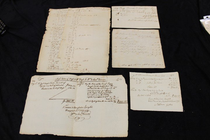 1797 Brig Hannah documents: accounting to Samuel Gripp: 1797 Brig Hannah documents: accounting to Samuel Gripp; accounting to John L. and William Boss; bill for work to Lewis Layen; bill for materials from William Gyles with receipt for payment.