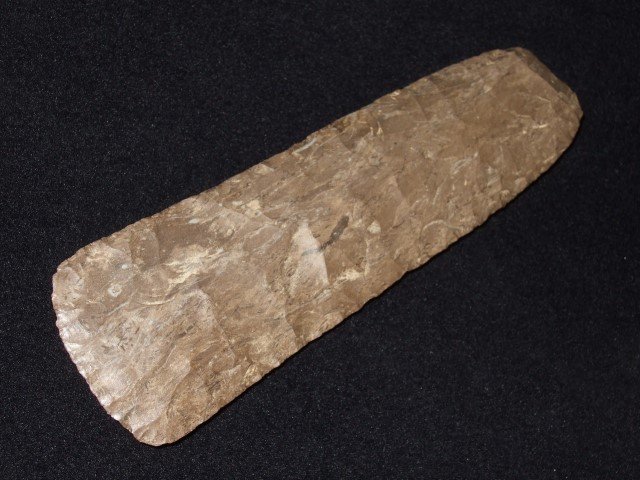 Very fine 7 9/16" polished Dover flint adze: Very fine 7 9/16" polished Dover flint adze