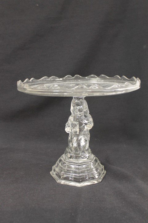 Hobbs Brockunier Tree of Life/Little Samuel 9" cake sta: Hobbs Brockunier Tree of Life/Little Samuel 9" cake stand with "Davis" in design