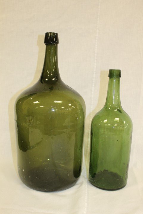Green bottles, largest is 17 1/2" tall: Green bottles, largest is 17 1/2" tall