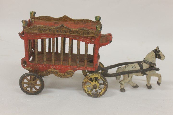 Kenton JM 109 iron Art Overland Circus wagon and horse,: Kenton JM 109 iron Art Overland Circus wagon and horse, 10 7/8" long