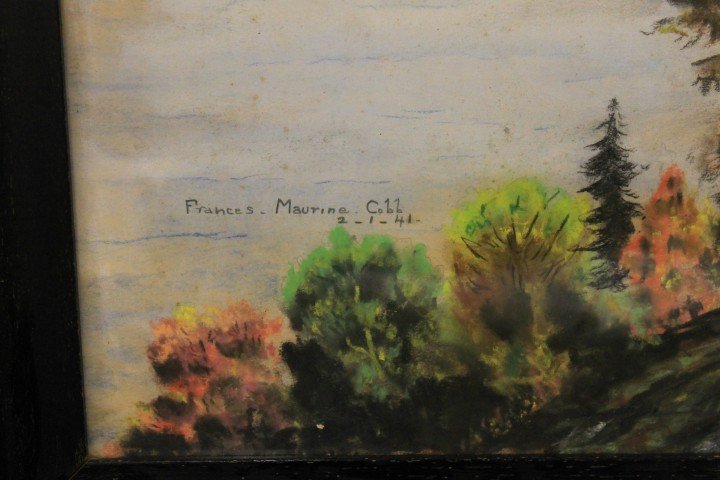 Francis Maurine Cobb pastel painting of a river scene,  - 2