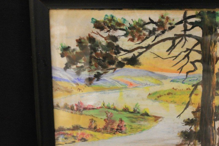 Francis Maurine Cobb pastel painting of a river scene,  - 3