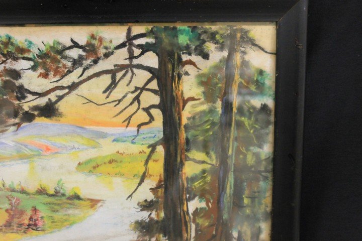 Francis Maurine Cobb pastel painting of a river scene,  - 4