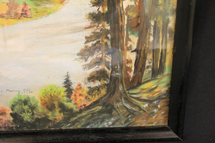 Francis Maurine Cobb pastel painting of a river scene,  - 5