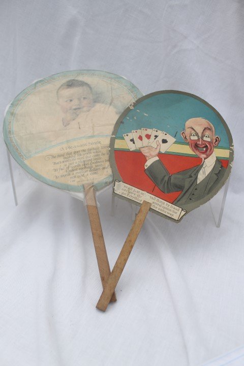 Fans: Lafayette Coffee, Sweeney Coffee Co., Lexington,: Fans: Lafayette Coffee, Sweeney Coffee Co., Lexington, KY with baby, 1923; Ben Ali, Lexington's Leading Theatre, A.F. Wheelers New Furniture Store, Lexington, Kentucky with man with five aces.