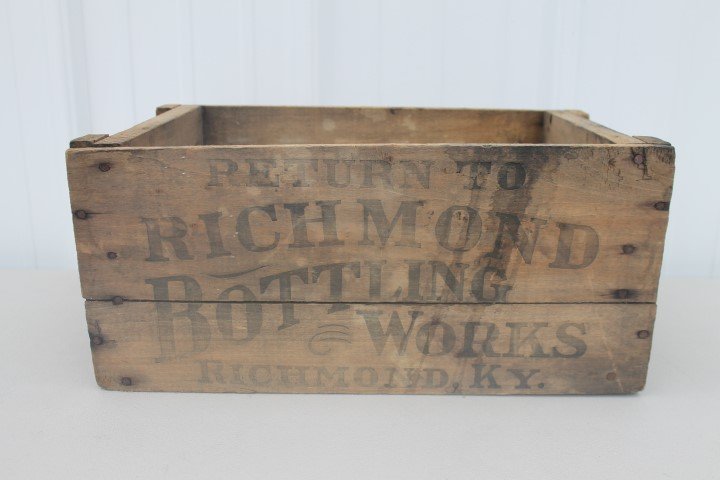 Richmond Bottling Works, Richmond, KY wooden crate, 10: Richmond Bottling Works, Richmond, KY wooden crate, 10 3/4" wide, 8 3/8" tall, 18" long