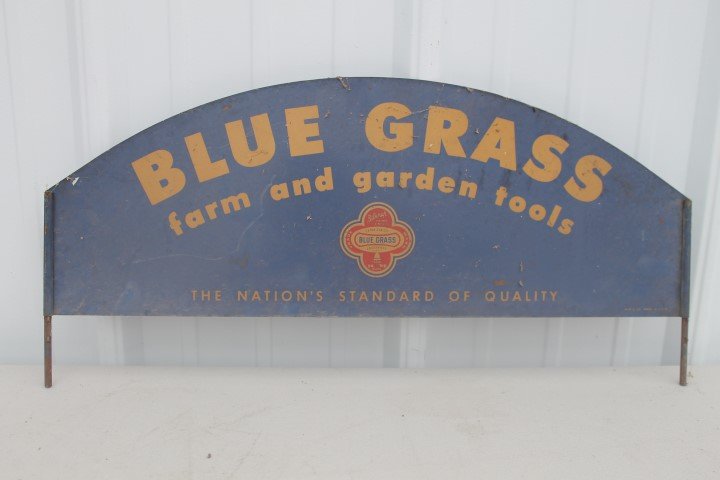 Blue Grass Belknap double side Farm & Garden Tools: Blue Grass Belknap double side Farm & Garden Tools topper, The Nation's Standard of Quality, 22 3/4" wide, 11 1/4" at center.