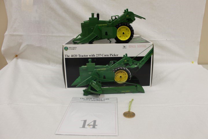 Ertl 1:16 scale Precision Classics #14 John Deere Model: Ertl 1:16 scale Precision Classics #14 John Deere Model 4020 tractor with John Deere 237 corn picker, No. 5083,