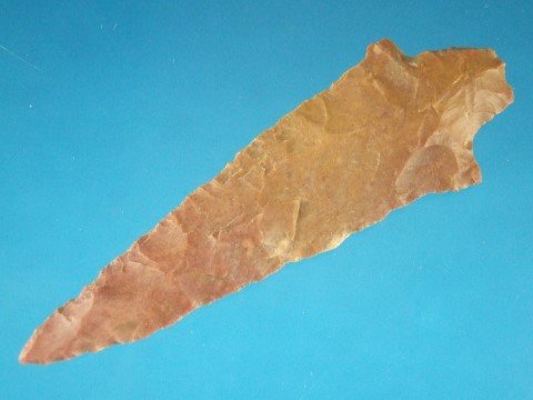 Multi-colored Jasper flint 3 5/16” Kirk point,: Multi-colored Jasper flint 3 5/16” Kirk point, Humphreys County, TN