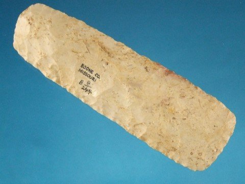 Fine 5 5/16” squared flint celt, Boone County,: Fine 5 5/16” squared flint celt, Boone County, Missouri. Ex: Bill Brockman and Clem Caldwell collections