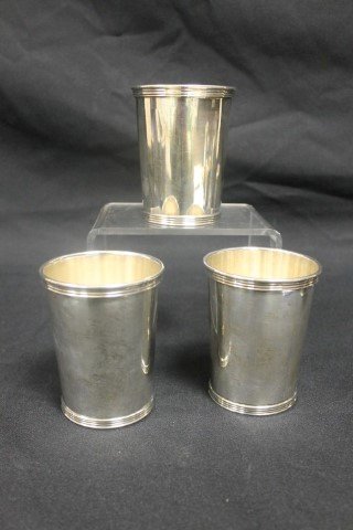 (3) International sterling silver P699 julep cups, app.: (3) International sterling silver P699 julep cups, app. 13.325 troy ounces