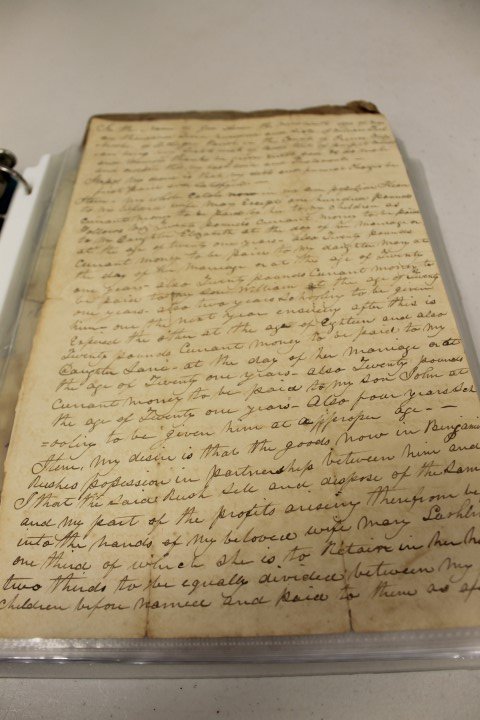 1760 will of William Lashbrooke, Dittinger's Parrish, P: 1760 will of William Lashbrooke, Dittingers Parrish, Prince Wills County, 2 pages.