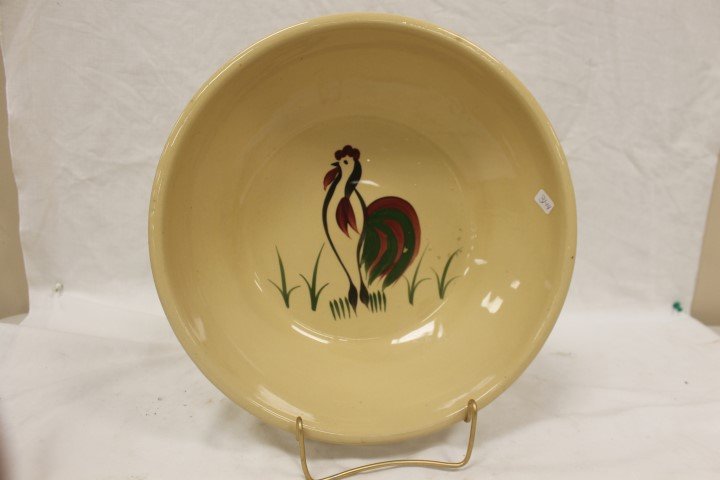 Watt Pottery #39 Rooster spaghetti bowl: Watt Pottery #39 Rooster spaghetti bowl, 13"