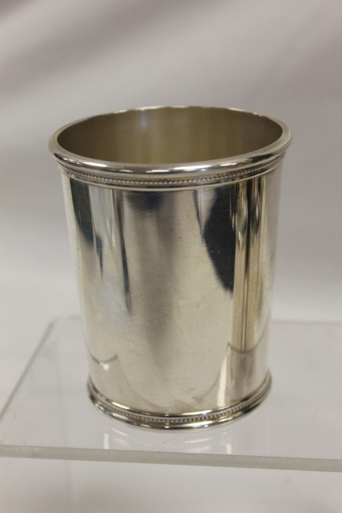 Mark J. Scearce JFK Presidential sterling silver julep: Mark J. Scearce JFK Presidential sterling silver julep cup, 3 3/4", 4.66 ozt.