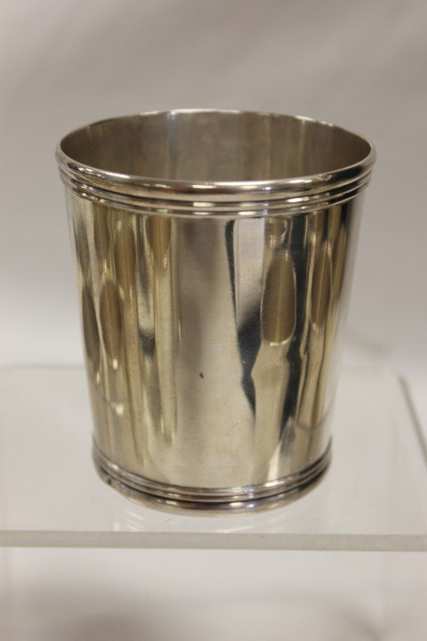 Agricultural premium E&D Kinsey 3 1/2" coin silver: Agricultural premium E&D Kinsey 3 1/2" coin silver beaker marked "Premium. B. Co. A.S." for Bourbon County Agricultural Society