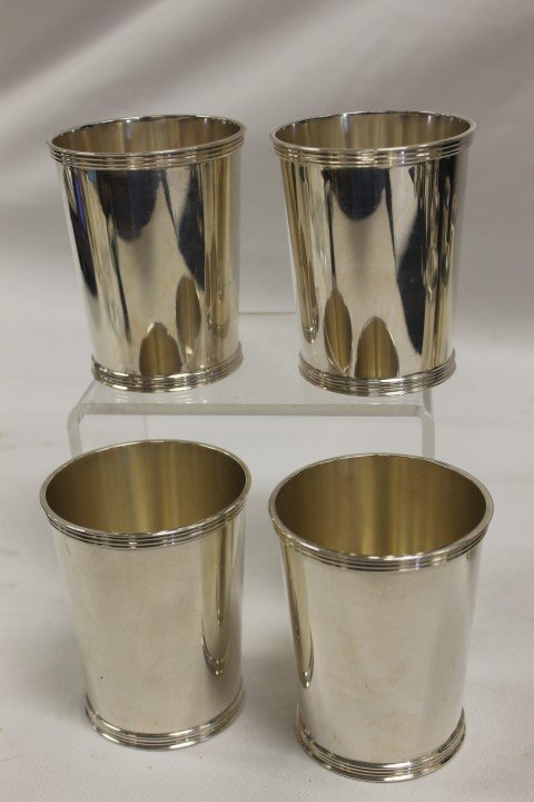 International sterling silver P699 3 3/4" julep cups: International sterling silver P699 3 3/4" julep cups (4), 17.005 ozt.