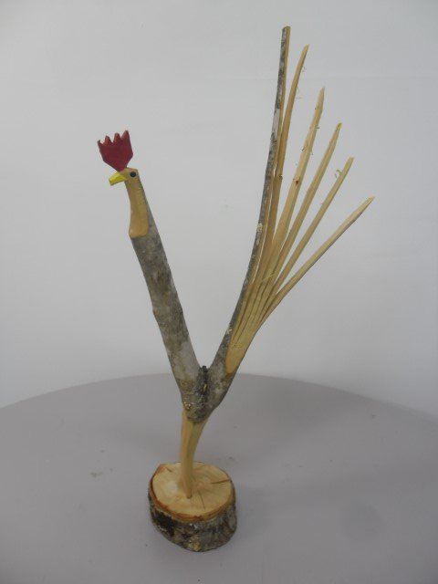 Minnie Adkins large 20" twig rooster, 2012: Minnie Adkins large 20" twig rooster, 2012