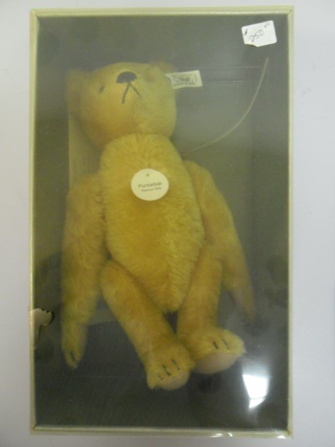 Steiff Somersault Teddy Bear 1909 Replica 1990/91,: Steiff Somersault Teddy Bear 1909 Replica 1990/91, Handcrafted with strong clockwork, Genuine Mohair, 0164/29, 11" tall, in original box with all original paperwork, Limited Edition of 5,000 pieces.