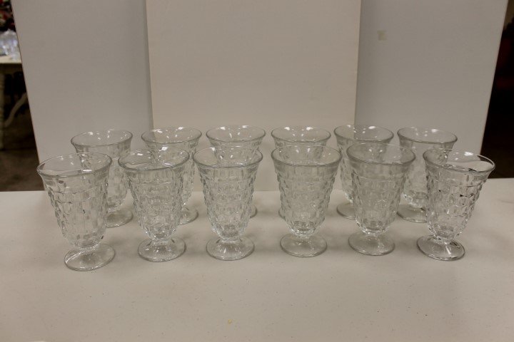 Fostoria American (12) 8 oz. foot iced tea glasses: Fostoria American (12) 8 oz. foot iced tea glasses