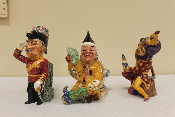 Shorter & Son character jugs: Pol Bak (?); Major: Shorter & Son character jugs: Pol Bak (?); Major General (10 1/4"); Jack Point, with broken axe and doll.