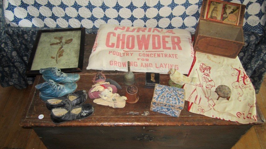 Collage including Purina pillow, (2) pr. Baby shoes, (1 of 6)