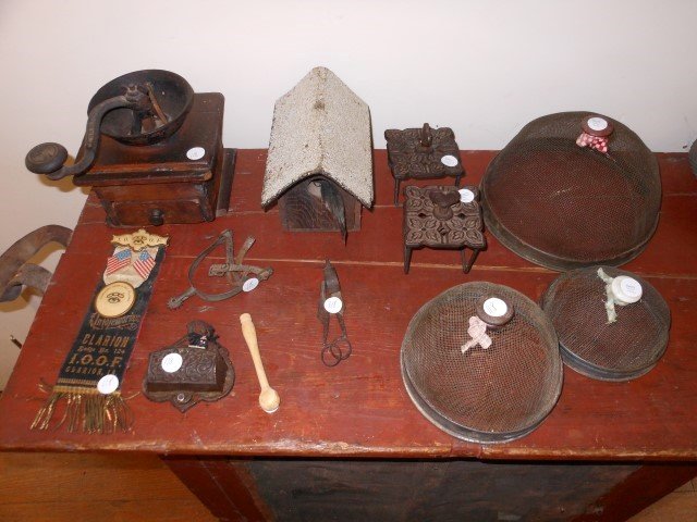 (12) items:  7" coffee mill; 3 1/2" cast iron match (1 of 2)