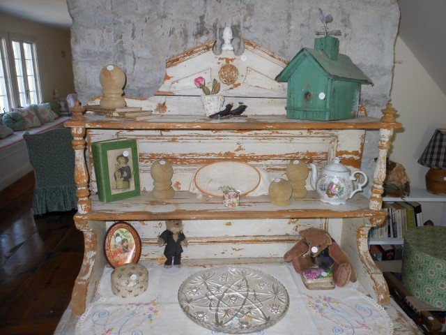 Grouping:  Items on cupboard top, bird house, finials, (1 of 2)