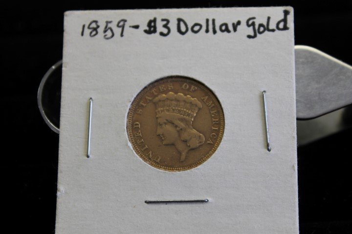 1859 $3 Indian Princess Head gold coin: 1859 $3 Indian Princess Head gold coin