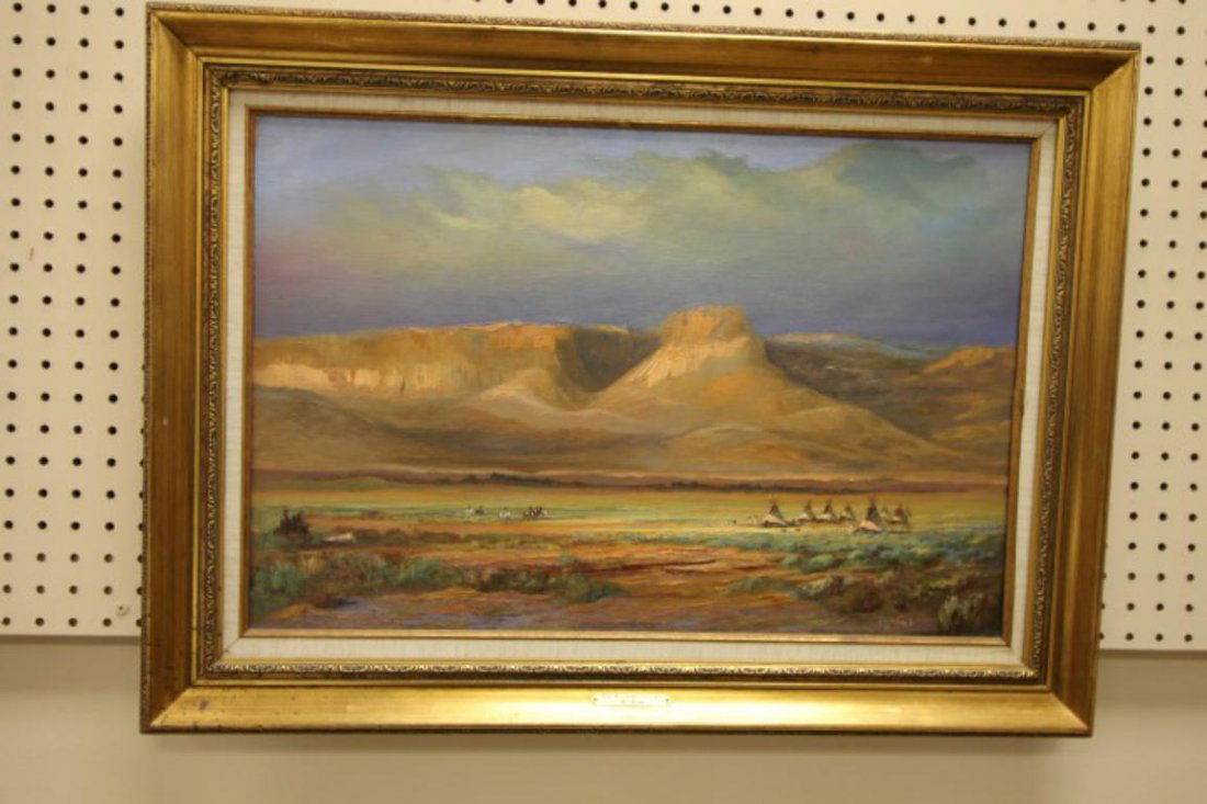 Bill Mittag (1935) oil on linen of travelers in a (1 of 9)