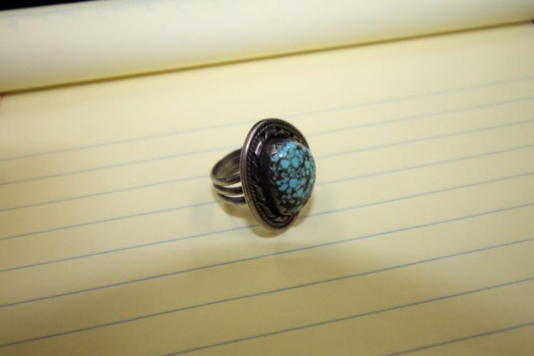 Ladies silver and Bisbee turquoise ring, Size 7, with 3 (1 of 4)